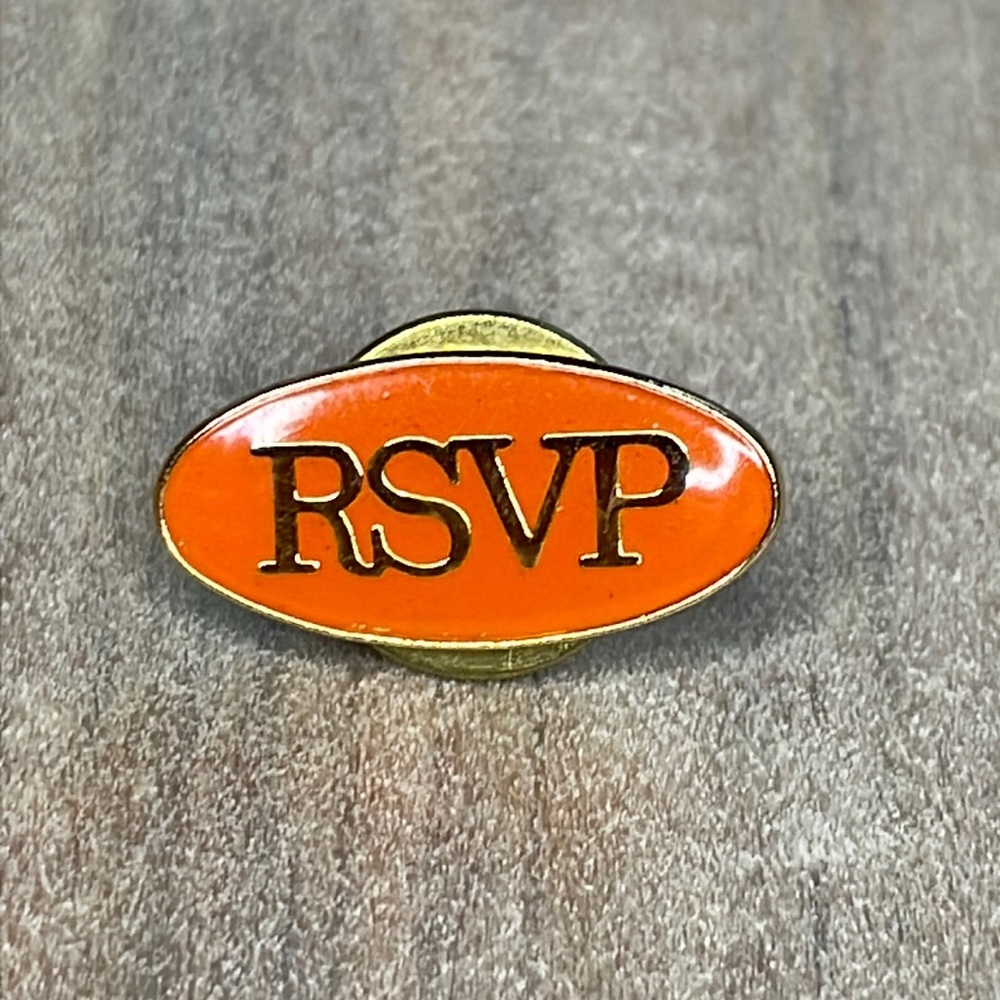 Vintage RSVP Orange & Gold Tone Lapel Pin